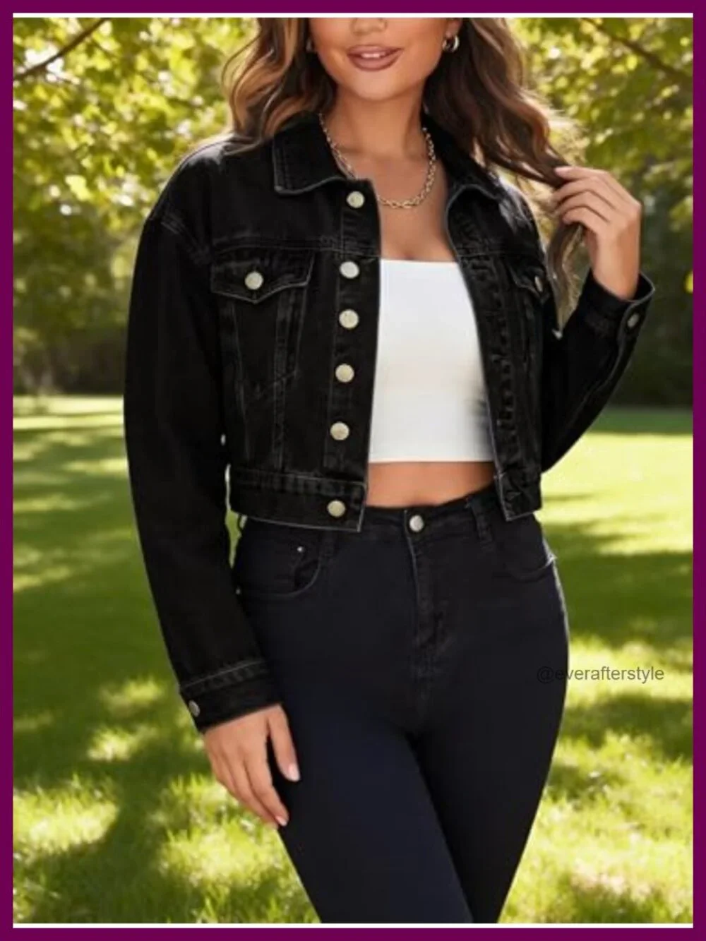 Cropped Denim Jacket Long Sleeve Button Front Oversized Y2K Retro Workwear